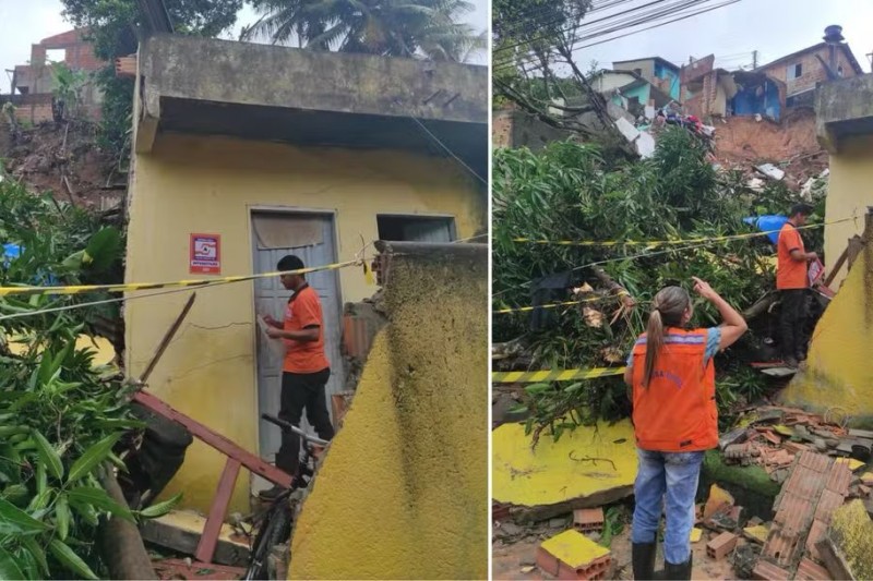 Foto: Divulgação - Deslizamento em Arraial d’Ajuda deixa um morto e dezenas de desabrigados