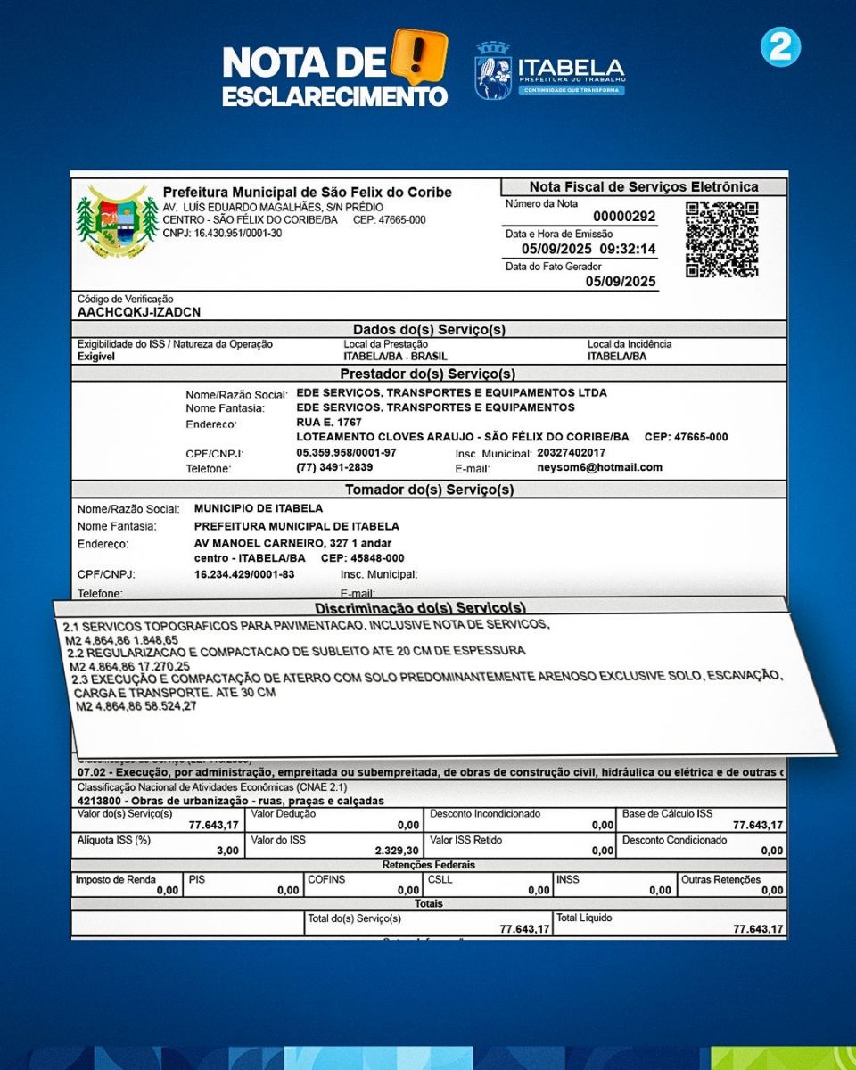 Prefeitura de Itabela desmente boato sobre suposto pagamento de pavimenta��o inexistente