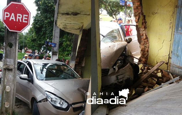 Veículo colidiu com a parede lateral do estabelecimento e ficou parcialmente destruída. (Foto: Reprodução/WHATSAPP)