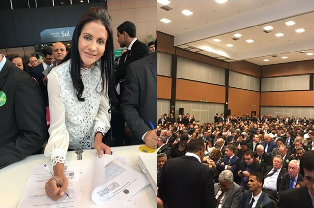 Prefeita, Christine Pinto (PSD) assinta ades�o do programa. (Foto: Divulga��o)